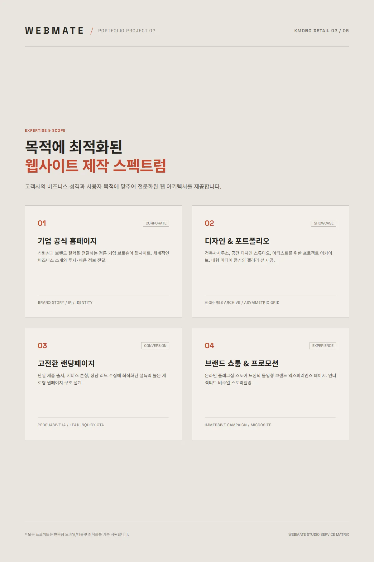 FORM / SPACE 상세 이미지 2: 목적에 맞춘 웹사이트 제작 유형